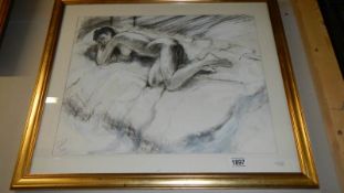 A framed and glazed nude study.