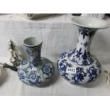 2 Chinese style blue and white vases.