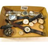A tray of gent's watches for spare or repair.