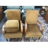 2 retro armchairs with footstool