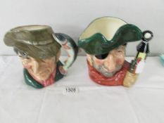 2 Royal Doulton character jugs 'The Poacher' D6429 and 'Smuggler' D6616.