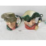 2 Royal Doulton character jugs 'The Poacher' D6429 and 'Smuggler' D6616.