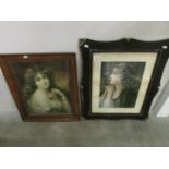 2 framed and glazed portraits of Edwardian ladies.