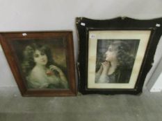 2 framed and glazed portraits of Edwardian ladies.