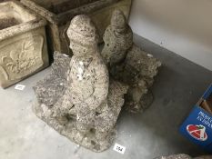 2 concrete garden ornaments