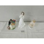 3 boxed Royal Doulton figurines - Balloon Seller, Ballerina and Forget Me Not.