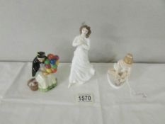 3 boxed Royal Doulton figurines - Balloon Seller, Ballerina and Forget Me Not.