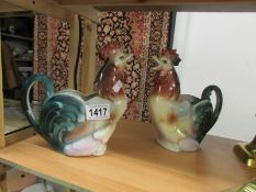 2 pottery cockerel jugs.