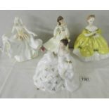 4 Royal Doulton figurines, The Last Waltz, Spring Morning, Sweet Seventeen and 'My Love'.
