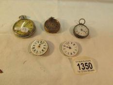 A quantity of fob watches including silver, a/f.