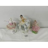 2 Dresden figurines and a Linter Weiss Bach ballerina figurine.