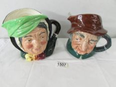 2 Royal Doulton character jugs, 'Uncle Tom Cobbliegh', D6337 and 'Sarey Gamp' D5451.