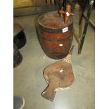 A Wooden barrel and Wooden bellows.
