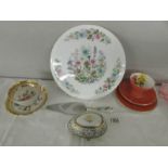 An Aynsley 'Wild Tudor' cake plate with slice, a China Trio,