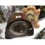 An Edwardian Westminster chime mantle clock and 1 other