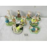 9 Beswicki Kitty McBride figures including A Snack, Lazy Bones, A Family Mousse, The Ring,