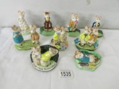 9 Beswicki Kitty McBride figures including A Snack, Lazy Bones, A Family Mousse, The Ring,