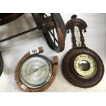 An Edwardian mahogany barometer plus 1 other