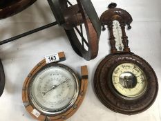 An Edwardian mahogany barometer plus 1 other