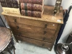 A 1930's oak chest of drawers