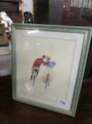 A framed and glazed watercolour signed L Huxley (Lilian).