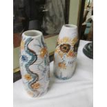 2 Unique hand painted vases by Dee Emcee.