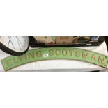 A cast iron flying Scotsman sign