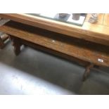 A dark wood bench