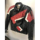 A leather Frank Thomas motorcycle jacket