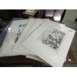 3 Henry Moore shelter sketch prints circa 1940, 1 Henri Matisse print circa 1935,