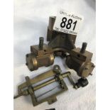 A brass model 'V' twin steam engine part & 1 other items