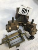 A brass model 'V' twin steam engine part & 1 other items