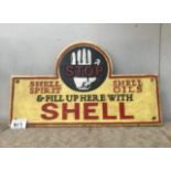 A cast iron Shell stop advertising sign