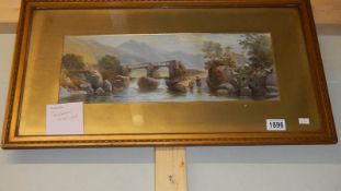 A framed and glazed landscape river scene.