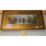 A framed and glazed landscape river scene.