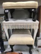 A deep buttoned dressing table stool and 2 others