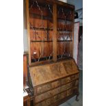 An astragal glazed bureau bookcase.