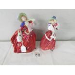 2 Royal Doulton figurines 'Christmas Morn' HN1992, and 'Autumn Breezes' HN1934.