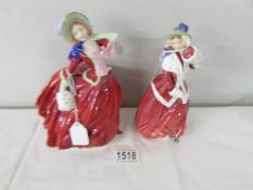 2 Royal Doulton figurines 'Christmas Morn' HN1992, and 'Autumn Breezes' HN1934.