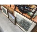 4 assorted framed and glazed pictures