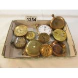 A quantity of yellow metal pocket watches and cases.