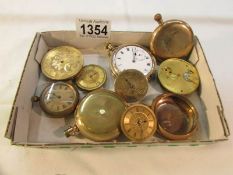 A quantity of yellow metal pocket watches and cases.