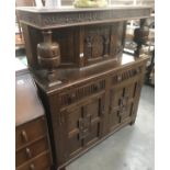 A 1930's oak buffet A/F on side