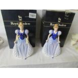 2 boxed Royal Doulton HN3658 Charlotte figurines commissioned by Littlewoods, designed by N Pedley,