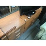 2 teak effect melamine bedroom chest of drawers