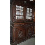 An old French dresser having 2 glazed doors to top and 2 doors,