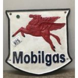 A cast iron Mobil gas advertising sign