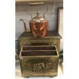 A brass log box,