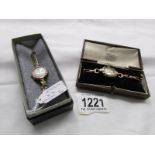 A 9ct gold Avia ladies wristwatch with 9ct gold expanding strap and a 9ct gold 'Cervine' wristwatch