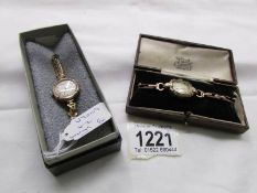 A 9ct gold Avia ladies wristwatch with 9ct gold expanding strap and a 9ct gold 'Cervine' wristwatch